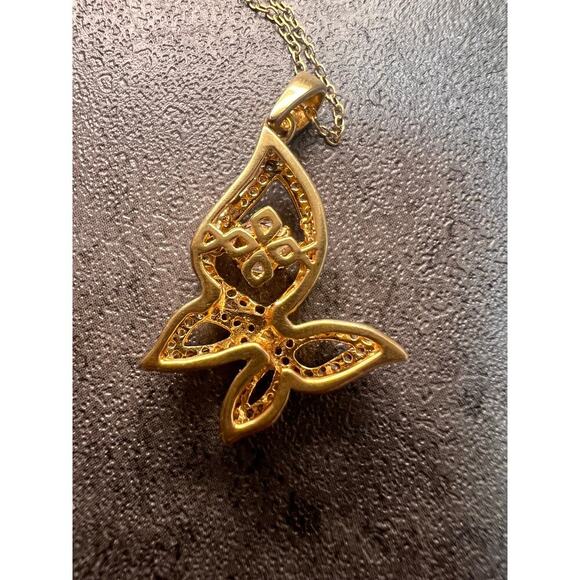 Butterfly CZ pendant in YG over sterling silver with 18 inch chain - Picture 13 of 13